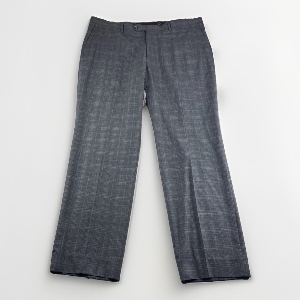 Jos A Bank Reserve Wool Dress Pants Mens 40x31 Gray Plaid Slacks Chinos Preppy